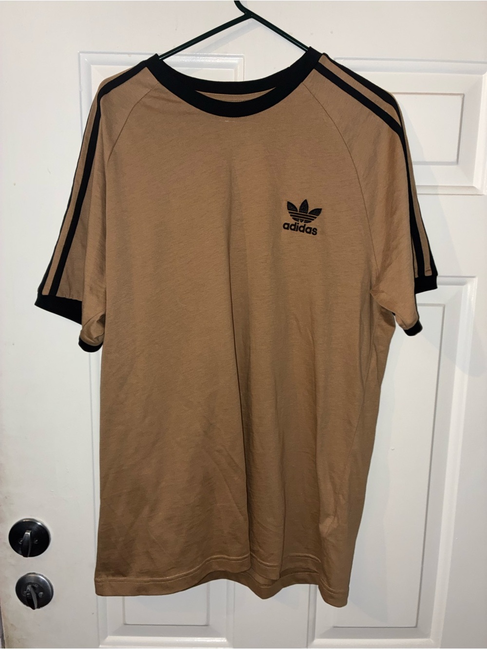 adidas Men’s Tan Short Sleeve Tee with Black Accents